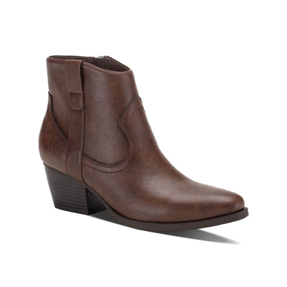STYLE & COMPANY Womens Brown Perriee Round Toe Block Heel Western Boot 7.5 M